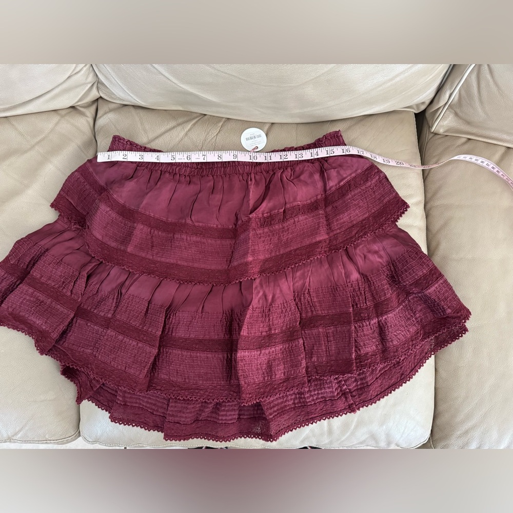 LOVESHACKFANCY RUFFLE MINI TIERED SKIRT OXBLOOD. Size XL. MSRP 275 - Picture 7 of 15